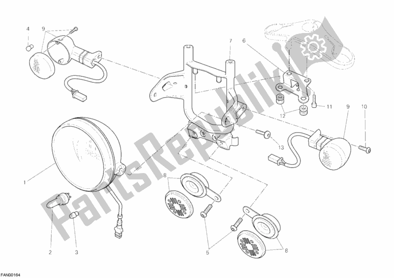 All parts for the Headlight of the Ducati Sportclassic Sport 1000 Single-seat JAP 2007